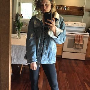 Puffy lined jean jacket